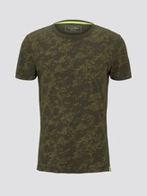 TOM TAILOR DENIM Herren T-shirt im Allover-Print, grün, Gr.S