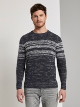 Pullover mit Streifen - Männer - dark blue blue fancy yarn Pullover mit Streifen - Männer - dark blue blue fancy yarn - 1 - TOM TAILOR
