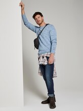 Pullover mit Streifen - Männer - light blue white fancy yarn Pullover mit Streifen - Männer - light blue white fancy yarn - 3 - TOM TAILOR