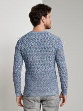 gemusterter Pullover - Männer - blue white structure mouline gemusterter Pullover - Männer - blue white structure mouline - 2 - TOM TAILOR
