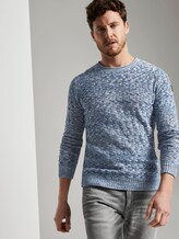 gemusterter Pullover - Männer - blue white structure mouline gemusterter Pullover - Männer - blue white structure mouline - 5 - TOM TAILOR
