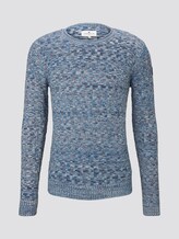gemusterter Pullover - Männer - blue white structure mouline gemusterter Pullover - Männer - blue white structure mouline - 7 - TOM TAILOR