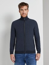 strukturierte Sweatjacke - Männer - blue denim structure strukturierte Sweatjacke - Männer - blue denim structure - 1 - TOM TAILOR