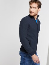 strukturierte Sweatjacke - Männer - blue denim structure strukturierte Sweatjacke - Männer - blue denim structure - 5 - TOM TAILOR