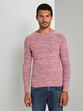 Fine striped sweater - Men - red blue mouline Fine striped sweater - Men - red blue mouline - 1 - TOM TAILOR