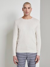 Strukturierter Pullover - Männer - Ecru Melange Strukturierter Pullover - Männer - Ecru Melange - 1 - TOM TAILOR Denim