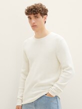 Strukturierter Pullover - Männer - oat milk melange Strukturierter Pullover - Männer - oat milk melange - 1 - TOM TAILOR Denim
