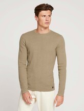 Strukturierter Pullover - Männer - soft pale khaki melange Strukturierter Pullover - Männer - soft pale khaki melange - 1 - TOM TAILOR Denim