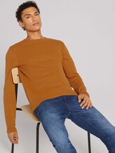 Strukturierter Pullover - Männer - cognac brown melange Strukturierter Pullover - Männer - cognac brown melange - 5 - TOM TAILOR Denim