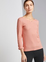 gestreiftes Henley-Shirt - Frauen - orange offwhite small stripe gestreiftes Henley-Shirt - Frauen - orange offwhite small stripe - 5 - TOM TAILOR