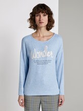 Langarmshirt mit Print - Frauen - sicilian blue melange Langarmshirt mit Print - Frauen - sicilian blue melange - 1 - TOM TAILOR