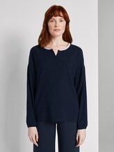 Langarmshirt im Materialmix - Frauen - Sky Captain Blue Langarmshirt im Materialmix - Frauen - Sky Captain Blue - 1 - TOM TAILOR
