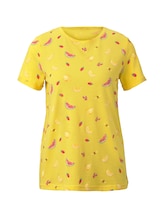 TOM TAILOR Damen T-Shirt mit Print, gelb, Gr.XXXL