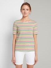 Buntes T-Shirt mit Streifen - Frauen - offwhite multicolor stripe Buntes T-Shirt mit Streifen - Frauen - offwhite multicolor stripe - 1 - TOM TAILOR