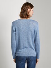 T-shirt mit Knotendetail - Frauen - blue white structure T-shirt mit Knotendetail - Frauen - blue white structure - 2 - TOM TAILOR