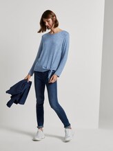 T-shirt mit Knotendetail - Frauen - blue white structure T-shirt mit Knotendetail - Frauen - blue white structure - 3 - TOM TAILOR
