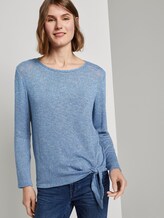 T-shirt mit Knotendetail - Frauen - blue white structure T-shirt mit Knotendetail - Frauen - blue white structure - 5 - TOM TAILOR