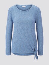 T-shirt mit Knotendetail - Frauen - blue white structure T-shirt mit Knotendetail - Frauen - blue white structure - 7 - TOM TAILOR