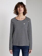Gestreept shirt met lange mouwen uit jersey - Vrouwen - navy stripe Gestreept shirt met lange mouwen uit jersey - Vrouwen - navy stripe - 1 - TOM TAILOR