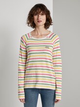 Gestreiftes Jersey Langarmshirt - Frauen - offwhite multicolor stripe Gestreiftes Jersey Langarmshirt - Frauen - offwhite multicolor stripe - 1 - TOM TAILOR