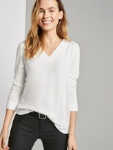 Blusenshirt mit V-Ausschnitt - Frauen - Whisper White Blusenshirt mit V-Ausschnitt - Frauen - Whisper White - 5 - TOM TAILOR