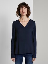 Blusenshirt mit V-Ausschnitt - Frauen - Sky Captain Blue Blusenshirt mit V-Ausschnitt - Frauen - Sky Captain Blue - 1 - TOM TAILOR