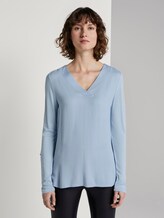 Blusenshirt mit V-Ausschnitt - Frauen - Kentucky Blue Blusenshirt mit V-Ausschnitt - Frauen - Kentucky Blue - 1 - TOM TAILOR