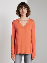 Blouse shirt met V-hals - Vrouwen - Fusion Coral Blouse shirt met V-hals - Vrouwen - Fusion Coral - 1 - TOM TAILOR