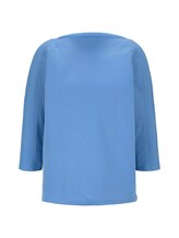 TOM TAILOR Damen T-Shirt mit U-Boot-Ausschnitt, blau, unifarben, Gr.XS