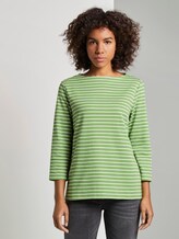 Gestreiftes Ottoman Sweatshirt - Frauen - green horizontal stripe Gestreiftes Ottoman Sweatshirt - Frauen - green horizontal stripe - 1 - TOM TAILOR
