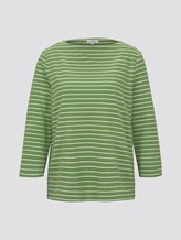 TOM TAILOR Damen Gestreiftes Ottoman Sweatshirt, grün, gestreift, Gr.XL