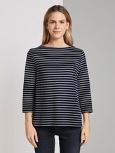 Gestreiftes Ottoman Sweatshirt - Frauen - navy horizontal stripe Gestreiftes Ottoman Sweatshirt - Frauen - navy horizontal stripe - 1 - TOM TAILOR