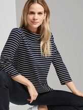 Gestreiftes Ottoman Sweatshirt - Frauen - navy horizontal stripe Gestreiftes Ottoman Sweatshirt - Frauen - navy horizontal stripe - 5 - TOM TAILOR