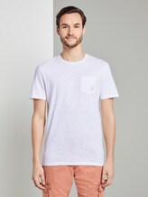 Meliertes T-Shirt mit Bio-Baumwolle - Männer - White Meliertes T-Shirt mit Bio-Baumwolle - Männer - White - 1 - TOM TAILOR