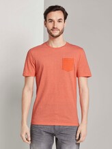 Gestreiftes T-Shirt mit Brusttasche - Männer - orange mocktwist stripe Gestreiftes T-Shirt mit Brusttasche - Männer - orange mocktwist stripe - 1 - TOM TAILOR