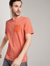 Gestreiftes T-Shirt mit Brusttasche - Männer - orange mocktwist stripe Gestreiftes T-Shirt mit Brusttasche - Männer - orange mocktwist stripe - 5 - TOM TAILOR