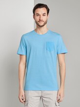 Gestreiftes T-Shirt mit Brusttasche - Männer - teal mocktwist stripe Gestreiftes T-Shirt mit Brusttasche - Männer - teal mocktwist stripe - 1 - TOM TAILOR