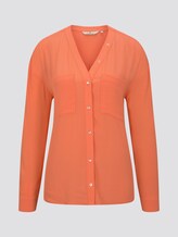 TOM TAILOR Damen Bluse mit Brusttaschen, orange, unifarben, Gr.40