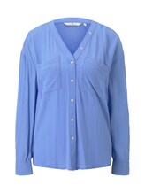 TOM TAILOR Damen Bluse mit Brusttaschen, blau, unifarben, Gr.46