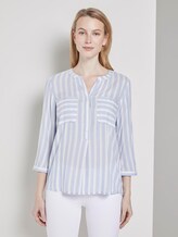 Striped blouse with pockets - Women - blue white vertical stripes Striped blouse with pockets - Women - blue white vertical stripes - 1 - TOM TAILOR