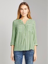 Striped blouse with pockets - Women - green white vertical stripe Striped blouse with pockets - Women - green white vertical stripe - 1 - TOM TAILOR
