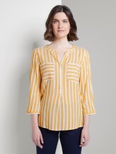 Gestreifte Bluse mit Taschen - Frauen - yellow white vertical stripe Gestreifte Bluse mit Taschen - Frauen - yellow white vertical stripe - 1 - TOM TAILOR