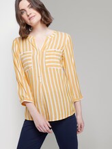 Gestreifte Bluse mit Taschen - Frauen - yellow white vertical stripe Gestreifte Bluse mit Taschen - Frauen - yellow white vertical stripe - 5 - TOM TAILOR