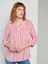 Gestreifte Bluse mit Taschen - Frauen - peach offwhite vertical stripe Gestreifte Bluse mit Taschen - Frauen - peach offwhite vertical stripe - 1 - TOM TAILOR