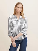 Gestreifte Bluse mit Taschen - Frauen - offwhite navy vertical stripe Gestreifte Bluse mit Taschen - Frauen - offwhite navy vertical stripe - 1 - TOM TAILOR