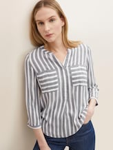 Gestreifte Bluse mit Taschen - Frauen - offwhite navy vertical stripe Gestreifte Bluse mit Taschen - Frauen - offwhite navy vertical stripe - 5 - TOM TAILOR
