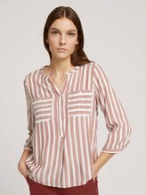 Gestreifte Bluse mit Taschen - Frauen - maroon red offwhite stripe Gestreifte Bluse mit Taschen - Frauen - maroon red offwhite stripe - 1 - TOM TAILOR