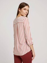 Gestreifte Bluse mit Taschen - Frauen - maroon red offwhite stripe Gestreifte Bluse mit Taschen - Frauen - maroon red offwhite stripe - 2 - TOM TAILOR