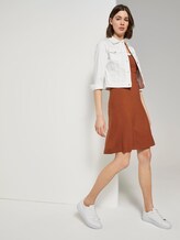 Gemustertes Kleid mit V-Ausschnitt - Frauen - Goji Orange Gemustertes Kleid mit V-Ausschnitt - Frauen - Goji Orange - 3 - TOM TAILOR