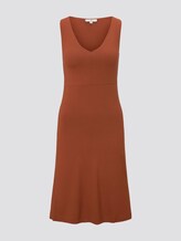 Gemustertes Kleid mit V-Ausschnitt - Frauen - Goji Orange Gemustertes Kleid mit V-Ausschnitt - Frauen - Goji Orange - 7 - TOM TAILOR
